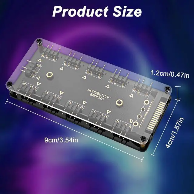 Alt view image 6 of 7 - MEIRIYFA 5V 3PIN ARGB Splitter HUB,1 to 10 Way LED Fan HUB Controller with 50CM Extension Cord/SATA Power Extension Cable Adapter for PC ARGB Fan Cooler