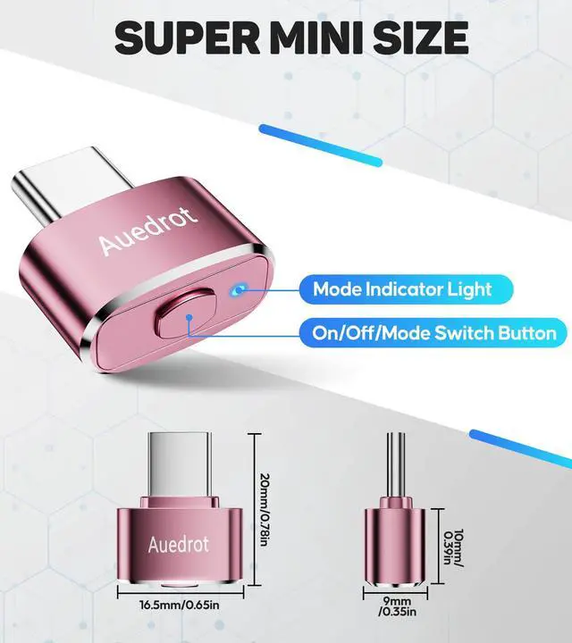 Alt view image 5 of 7 - AUEDROT Mouse Jiggler Undetectable USB-C Mouse Mover with Switch Button, Automatic Type-C Wiggler with 2 Jiggle Modes, Plug & Play, Keep Computer/Laptop Awake, Rose Gold