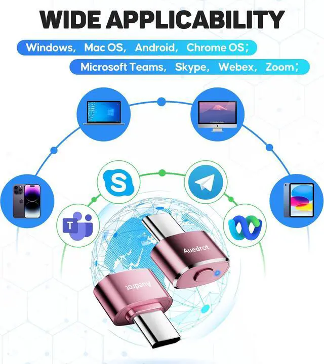 Alt view image 6 of 7 - AUEDROT Mouse Jiggler Undetectable USB-C Mouse Mover with Switch Button, Automatic Type-C Wiggler with 2 Jiggle Modes, Plug & Play, Keep Computer/Laptop Awake, Rose Gold