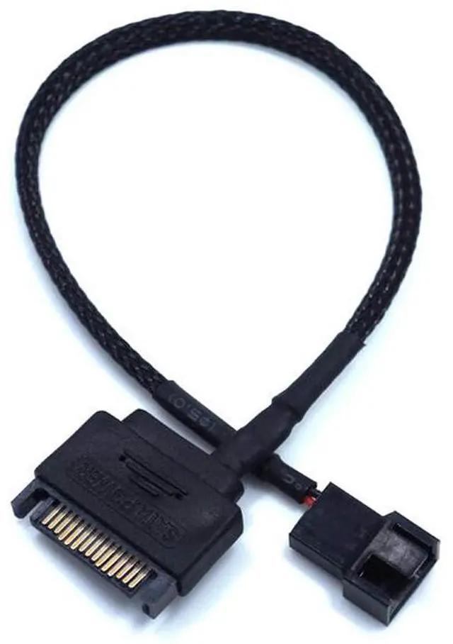 Main image of 2 Pack SATA to 3 Pin / 4 Pin PMW 12V PC Case Fan Power Adapter Cable, 3-Pin or 4-Pin (PWM Connector) to 15 Pin SATA Computer Cooler Cooling Fan Power Cable