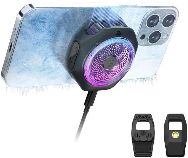 Main image of Black Shark Magnetic Cell Phone Cooler 4Pro, Portable RGB Cooling Fan, Cellphone Radiator with Removable Grip, App-Controlled Smart Temperature Control for iPhone MagSafe Series/Android/Tablet/iPad