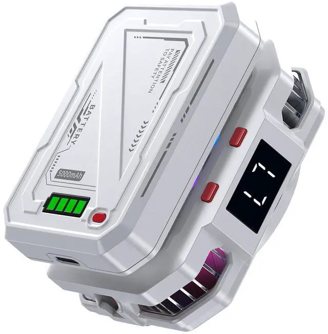 Alt view image 3 of 7 - Magnetic Phone Cooler with Rechargeable Battery, LED Cooling Fan with Semiconductor Cooling,Phone Cooler with Power Display, Suitable for Phone Gaming Enthusiasts, Live Broadcast Crowd Network (white)