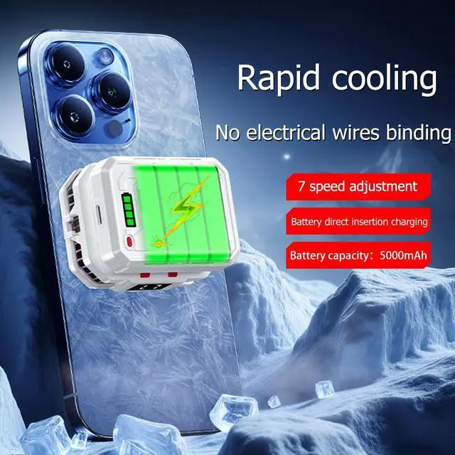 Alt view image 5 of 7 - Magnetic Phone Cooler with Rechargeable Battery, LED Cooling Fan with Semiconductor Cooling,Phone Cooler with Power Display, Suitable for Phone Gaming Enthusiasts, Live Broadcast Crowd Network (white)