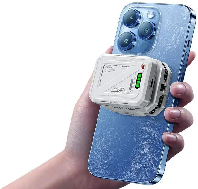 Alt view image 6 of 7 - Magnetic Phone Cooler with Rechargeable Battery, LED Cooling Fan with Semiconductor Cooling,Phone Cooler with Power Display, Suitable for Phone Gaming Enthusiasts, Live Broadcast Crowd Network (white)