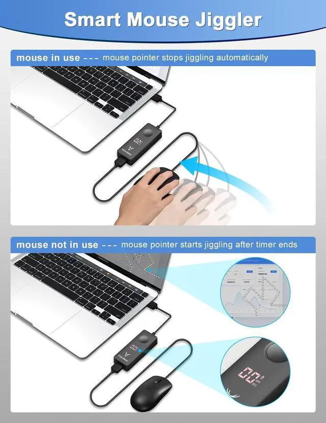 Alt view image 2 of 6 - Automatic Mouse Jiggler Undetectable Mouse Mover Device with ON/Off Switch,Simulate Mouse Movement to Prevent The Computer from Entering Sleep Mode