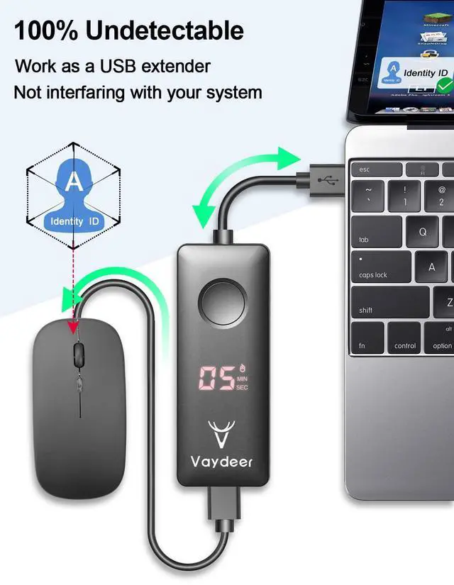 Alt view image 4 of 6 - Automatic Mouse Jiggler Undetectable Mouse Mover Device with ON/Off Switch,Simulate Mouse Movement to Prevent The Computer from Entering Sleep Mode