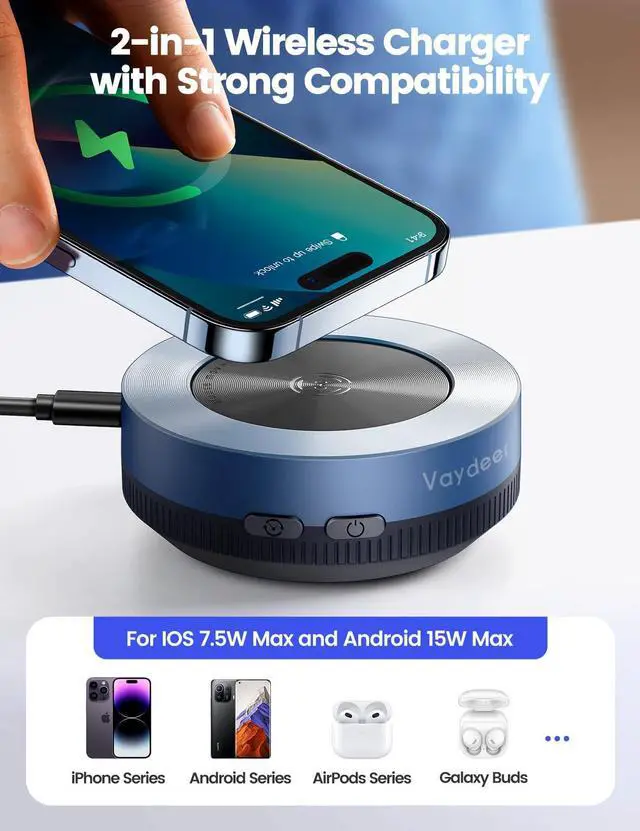 Alt view image 4 of 7 - Vaydeer Multiple Mouse Mover, W1 Mouse jigglerWireless Charger 2-in-1, Undetectable Shaker Wiggler Device, Automatic Phone Charging Pad, Quiet Mice Giggler Juggler to Keep PC Active