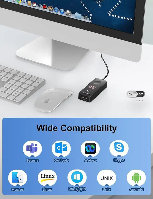 Alt view image 5 of 6 - Automatic Mouse Jiggler Undetectable Mouse Mover Device with ON/Off Switch,Simulate Mouse Movement to Prevent The Computer from Entering Sleep Mode