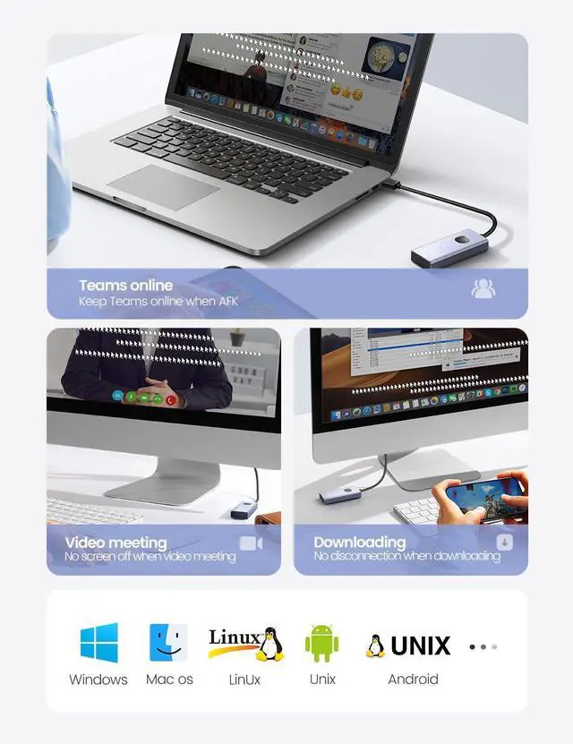 Alt view image 7 of 7 - Vaydeer Metal USB Mouse Jiggler, S4 Mouse Mover with ON/Off Switch,Simulate Movement to Prevent The Computer from Entering Sleep Mode,Plug-and-Play,Driver-Free