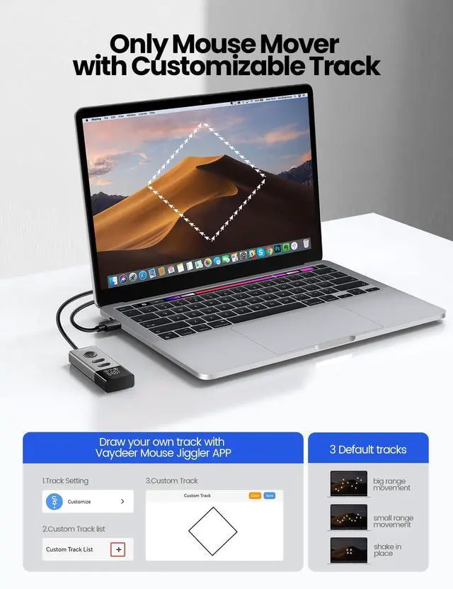 Alt view image 5 of 7 - S5 Pro Mouse Jiggler with APP, Metal USB Mouse Mover with Remote Control and Timer Function,Simulate Movement to Prevent The Computer from Entering Sleep Mode,Plug-and-Play,Driver-Free