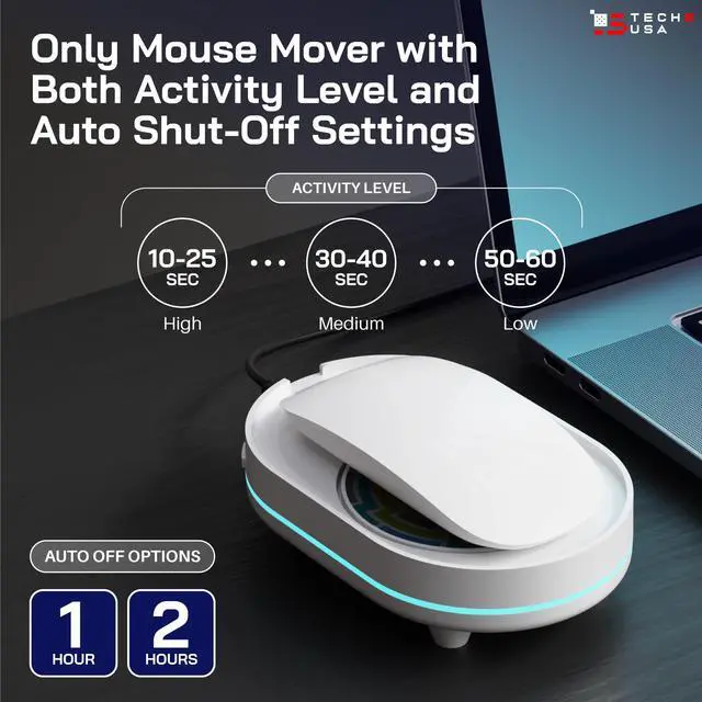Alt view image 6 of 7 - TECH8 USA Mouse Mover Device, Undetectable Mouse Jiggler for Laptops, PC, No Software, Random Movement, Patented, Designed, Engineered, Packaged in USA - 3D Hologram Glass