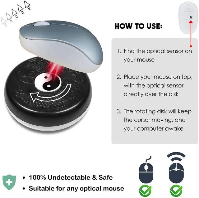 Alt view image 7 of 7 - Randomized Mechanical Mouse Jiggler - Undetectable Shaker Device to Keep Screen Active, Wireless Movers for Laptop, PC, Trackpad, Wireless Movers for Remote Work Essentials - Honey