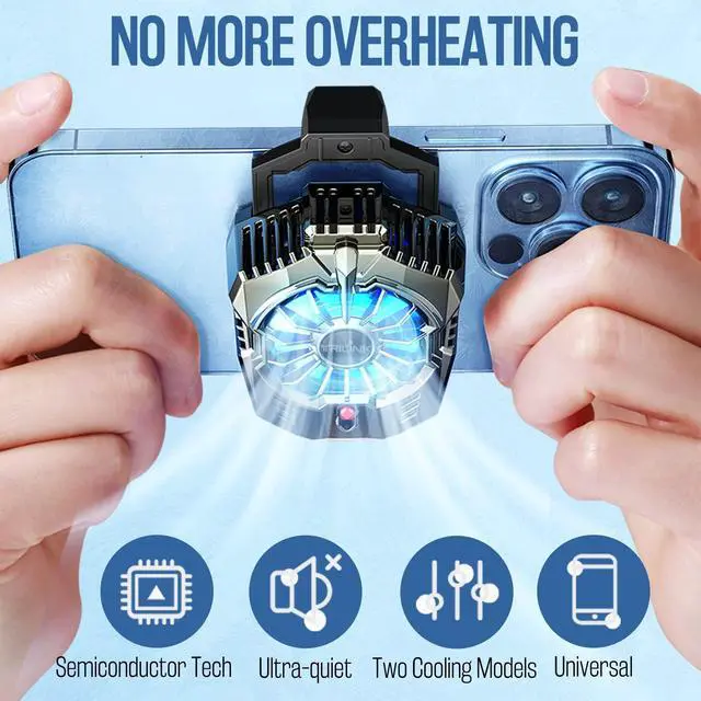 Alt view image 2 of 7 - Phone Cooler for Gaming, Universal Phone Cooling Fan with Two Cooling Modes, Mobile Phone Radiator Case for iPhone Android Smartphones from 4.5 to 7in, Cell Phone Cooler for Live Streaming
