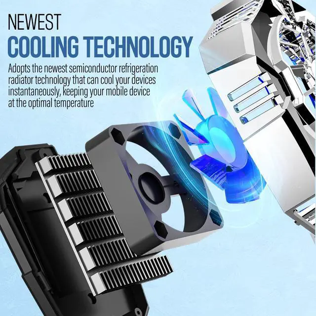 Alt view image 3 of 7 - Phone Cooler for Gaming, Universal Phone Cooling Fan with Two Cooling Modes, Mobile Phone Radiator Case for iPhone Android Smartphones from 4.5 to 7in, Cell Phone Cooler for Live Streaming