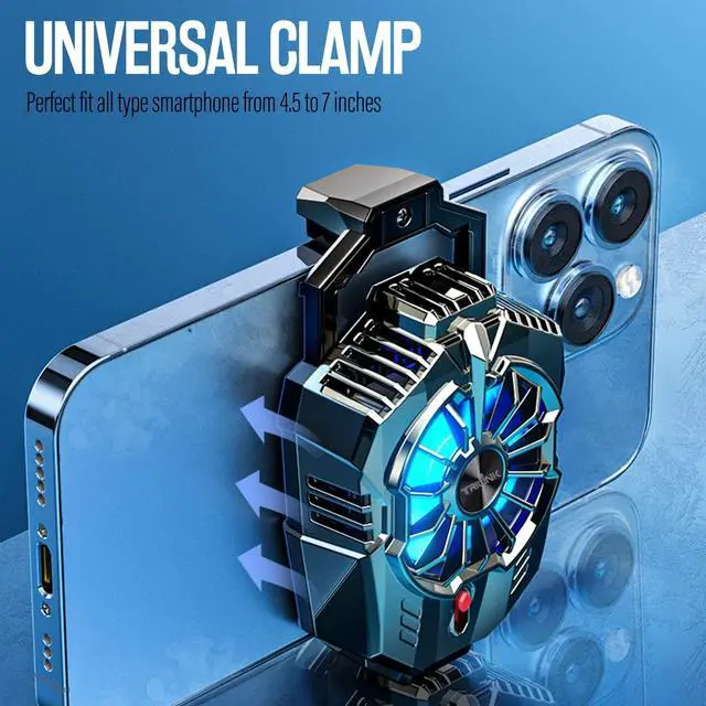Alt view image 5 of 7 - Phone Cooler for Gaming, Universal Phone Cooling Fan with Two Cooling Modes, Mobile Phone Radiator Case for iPhone Android Smartphones from 4.5 to 7in, Cell Phone Cooler for Live Streaming