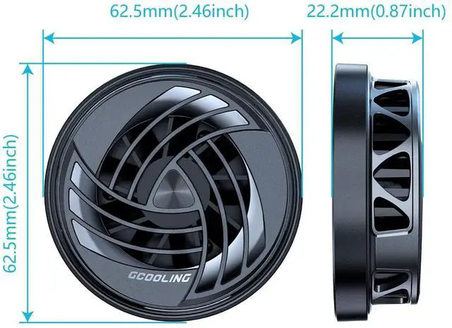 Alt view image 3 of 7 - PEPPER JOBS Cell Phone Fan Magnetic Cooler, Cooling Fan with Magnetic Plates LED Display RGB Lights and Instant Cooling System Without Noise for iPhone 11 12 13 14 Series/Android/Tablet/iPad-Black