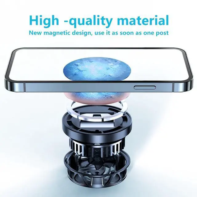 Alt view image 7 of 7 - PEPPER JOBS Cell Phone Fan Magnetic Cooler, Cooling Fan with Magnetic Plates LED Display RGB Lights and Instant Cooling System Without Noise for iPhone 11 12 13 14 Series/Android/Tablet/iPad-Black