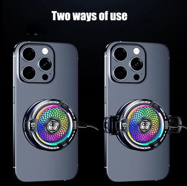 Alt view image 3 of 7 - CEIEOE Magnetic Phone Cooler USB Phone Cooling Fan for Gaming Portable with Smart Temp Control and RGB Light Lightweight Phone Radiator with Larger Cooling Area for Phone/Tablet/IPad (Black)