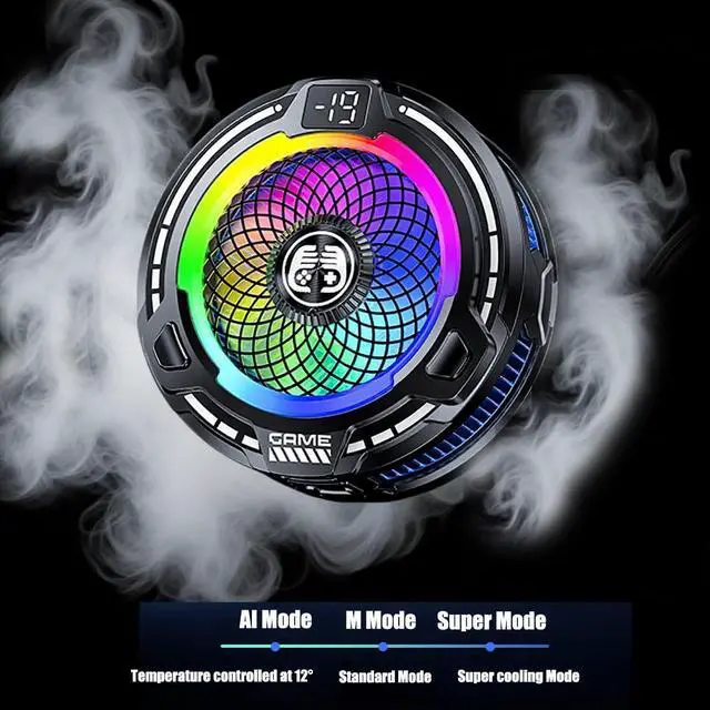 Alt view image 2 of 7 - CEIEOE Magnetic Phone Cooler USB Phone Cooling Fan for Gaming Portable with Smart Temp Control and RGB Light Lightweight Phone Radiator with Larger Cooling Area for Phone/Tablet/IPad (Black)