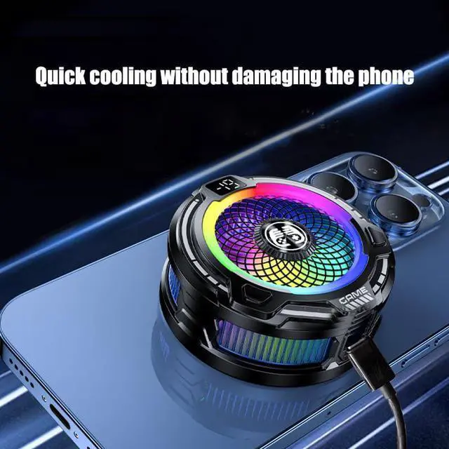 Alt view image 5 of 7 - CEIEOE Magnetic Phone Cooler USB Phone Cooling Fan for Gaming Portable with Smart Temp Control and RGB Light Lightweight Phone Radiator with Larger Cooling Area for Phone/Tablet/IPad (Black)