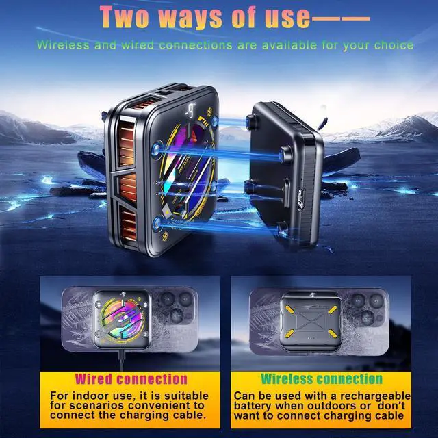 Alt view image 7 of 7 - Magnetic Phone Cooler with Battery,Rechargeable Wireless Cooling Fan for iPhone/iPad,Phone Cooling Case Radiator Heatsink with RGB LED for iPhone MagSafe Series/Samsung/Android