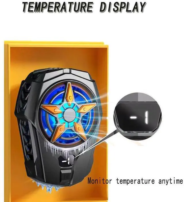 Alt view image 3 of 6 - Phone CoolerWOOSTAR Phone Cooling Fan for Gaming Fit All Types SmartphonesMobile Phone Radiator with LED Temperature Display for Tiktok Live Streaming, Outdoor Vlog, Mobile Gaming