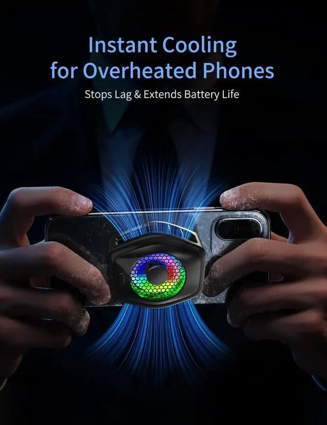Alt view image 2 of 7 - SURILEHEGE Phone Cooler for Gaming, Magnetic Mobile Cell Phone Cooling Fan Radiator for Magsafe iPhone iPad Tablet Live Streaming