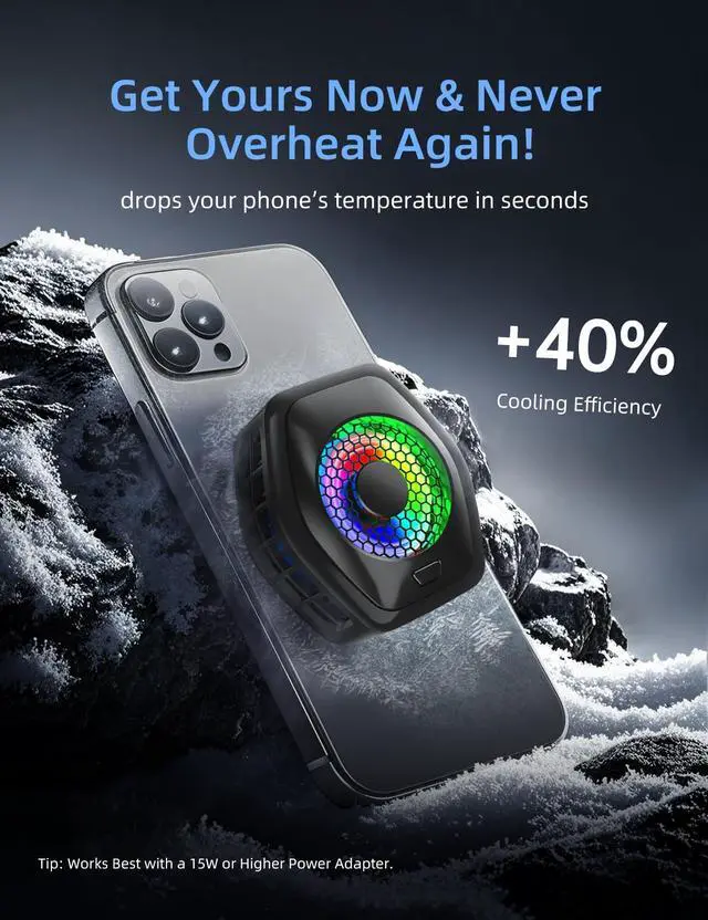 Alt view image 4 of 7 - SURILEHEGE Phone Cooler for Gaming, Magnetic Mobile Cell Phone Cooling Fan Radiator for Magsafe iPhone iPad Tablet Live Streaming