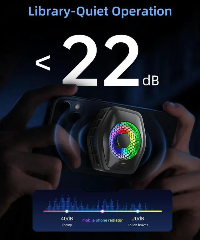 Alt view image 5 of 7 - SURILEHEGE Phone Cooler for Gaming, Magnetic Mobile Cell Phone Cooling Fan Radiator for Magsafe iPhone iPad Tablet Live Streaming