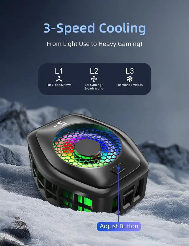 Alt view image 6 of 7 - SURILEHEGE Phone Cooler for Gaming, Magnetic Mobile Cell Phone Cooling Fan Radiator for Magsafe iPhone iPad Tablet Live Streaming