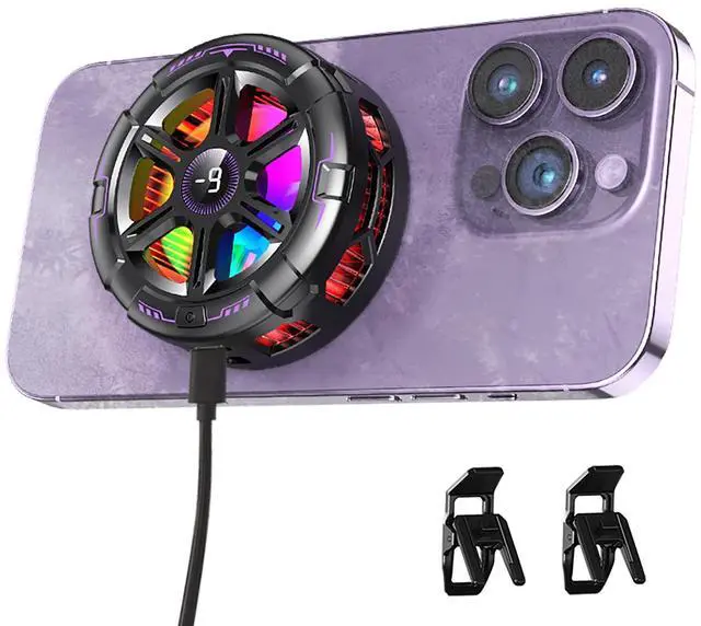Main image of Cell Phone Cooler for Gaming,Phone Cooling Fan Cooler for iPhone/iPad to Keep Phone Cool,Magnetic Phone Cooling Case Radiator with RGB LED Heatsink for iPhone MagSafe Series/Samsung/Android (Type A)
