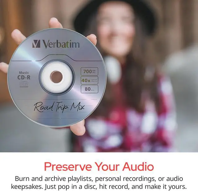 Alt view image 3 of 6 - Verbatim Music CD-R 40X 80 Minute 700 MB Blank Recordable Audio Discs 25pk Spindle