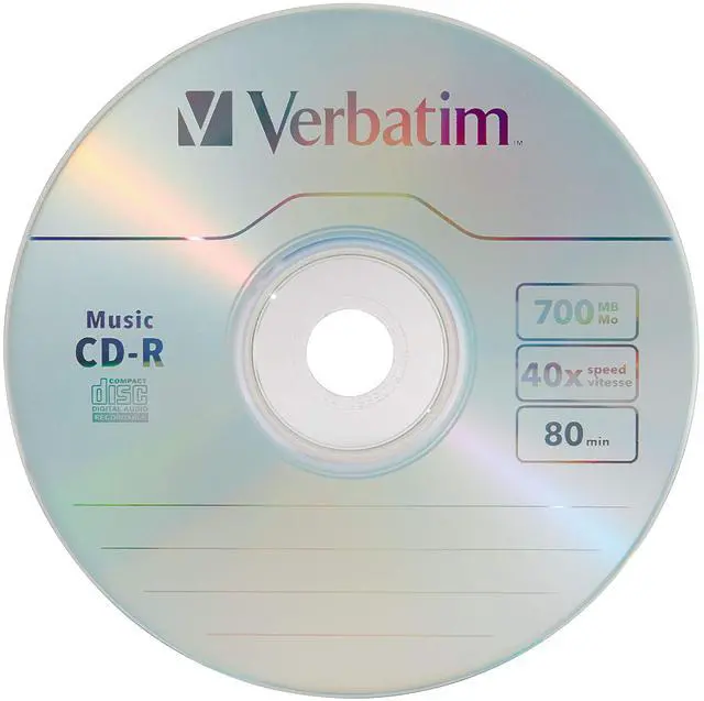 Alt view image 2 of 6 - Verbatim Music CD-R 40X 80 Minute 700 MB Blank Recordable Audio Discs 25pk Spindle