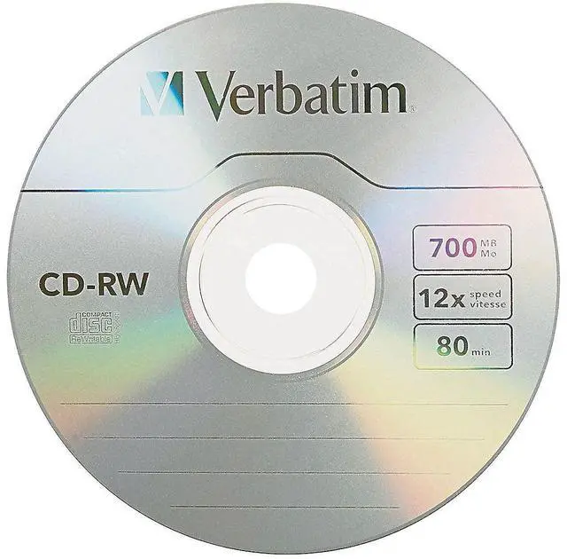 Alt view image 2 of 3 - Verbatim CD-RW 700MB 2X-12X Rewritable Media Disc - 25 Pack Spindle