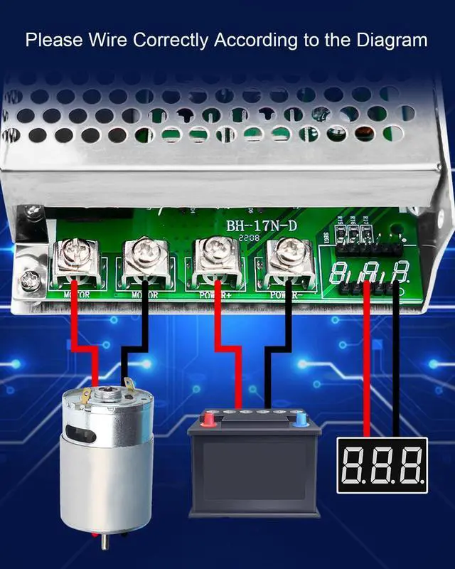 Alt view image 5 of 6 - DC Motor Speed Controller Max PWM 3500W , DC 10V-55V & 100A Brush Motor LED Display Stepless Speed Controller with Forward-Brake-Reverse Switch & Ajustable Potentiometer