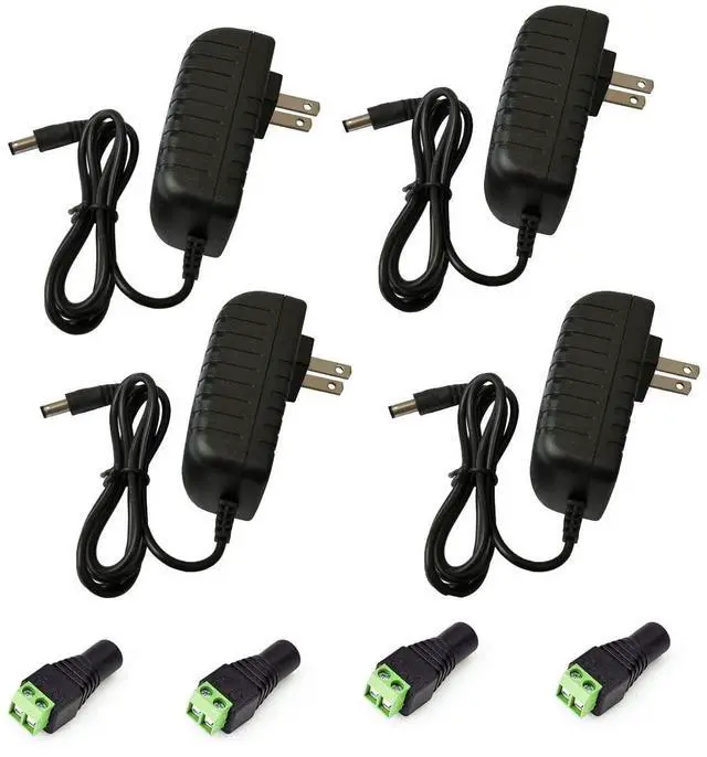 Main image of Yuarisx AC 100-240V to DC 12V 2A 24W Power Supply Adapter Converter Transformers with 5.5 x 2.5mm Plug for LED Strip Flexible Lights, CCTV Security Camera System - 4PACK