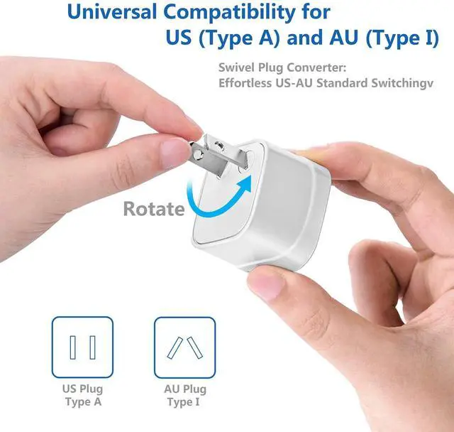 Alt view image 3 of 7 - FOVAL Power Step Down 220V to 110V Travel Voltage Converter International Power Adapter for Hair Straightener/Curling Iron with 4-Port USB Charging US/UK/AU/EU Universal Plug Adapter (White)