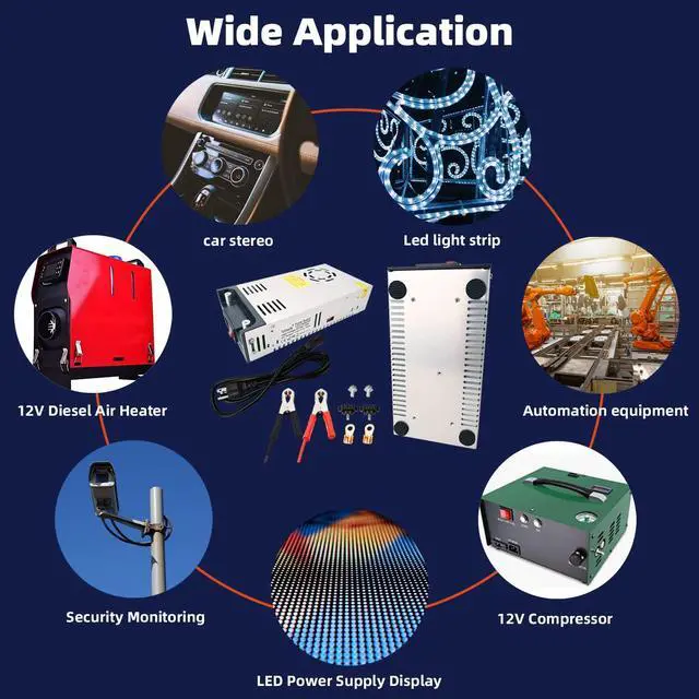 Alt view image 7 of 7 - Yaheeda New Version Converter, 110V AC to 12V DC Converter Power Supply 12V 600W 50A DC Switch Transformer for RV,Pump,LED Strip, LCD Monitor