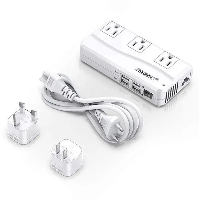 BESTEK Universal Travel Adapter Voltage Converter 250W with 4-Port USB Charging and 3 AC Sockets - Thumbnail 2