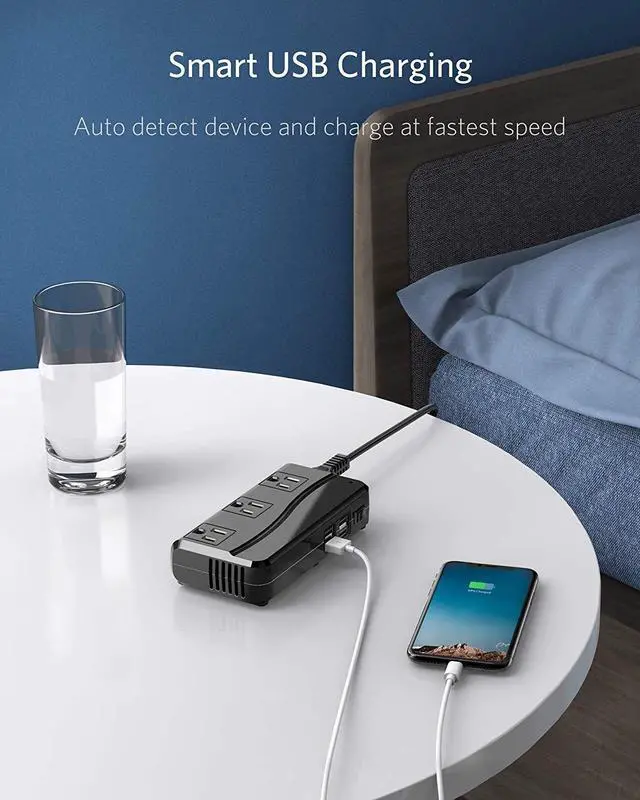 Alt view image 3 of 7 - BESTEK Universal Travel Adapter 100-220V to 110V Voltage Converter 250W with 6A 4-Port USB Charging 3 AC Sockets and EU/UK/AU/US/India Worldwide Plug Adapter (Black)