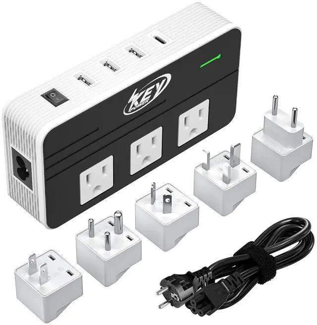Main image of Key Power 230-Watt Step Down 220V to 110V Voltage Converter & International Travel Adapter/Power Converter with USB-C Port 18W - [Use for USA Appliance Overseas in Europe, AU, UK, Ireland, etc.]