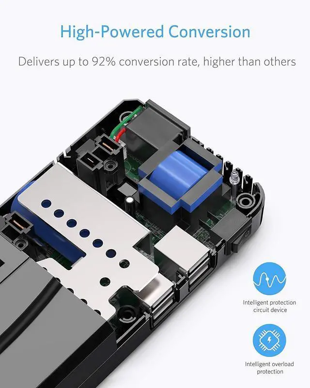 Alt view image 6 of 7 - BESTEK Universal Travel Adapter 100-220V to 110V Voltage Converter 250W with 6A 4-Port USB Charging 3 AC Sockets and EU/UK/AU/US/India Worldwide Plug Adapter (Black)