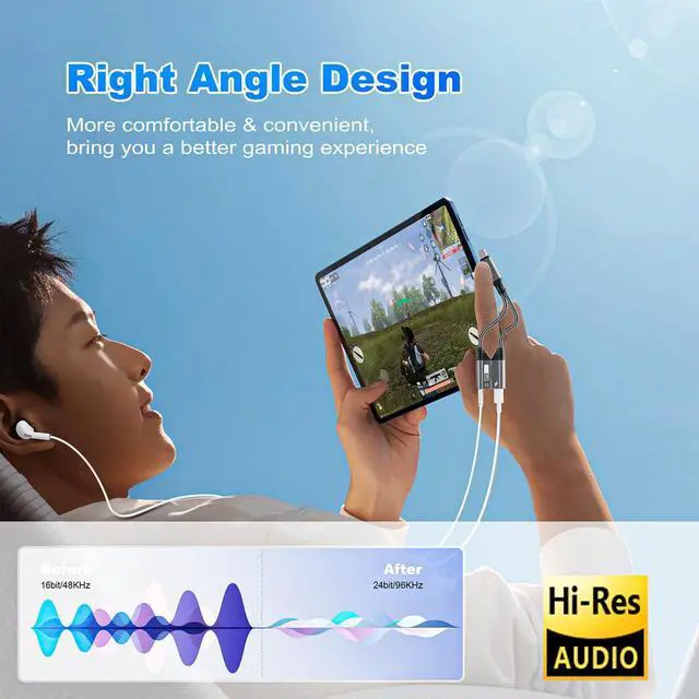 Alt view image 3 of 5 - Magnetic USB C & Lightning to 3.5mm Headphone and Charger Adapter Apple iPhone Aux Audio Jack Hi-Res DAC and 60W USB-C Fast Charging Dongle Cable for iPhone 16/15/14/13,Galaxy, Pixel 9, Pad Pro/Air