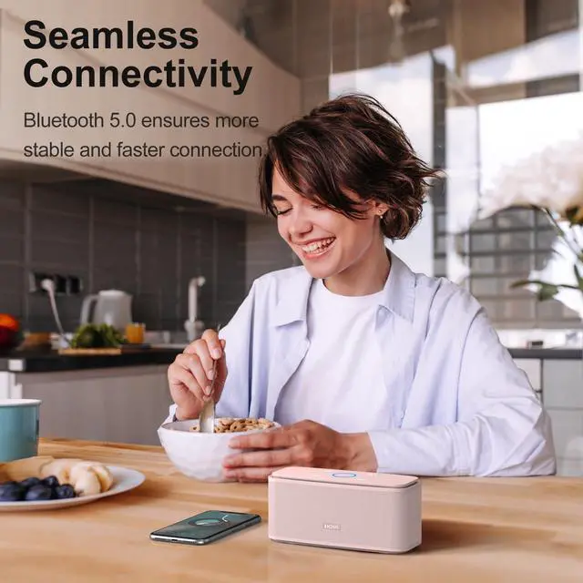 Alt view image 5 of 7 - DOSS SoundBox Touch Wireless Bluetooth Speaker-12W HD Sound with Rich Bass, IPX5 Waterproof, 20H Playtime, Handsfree, for Gatherings, Home, Office, Outdoor, Travel-Light Pink