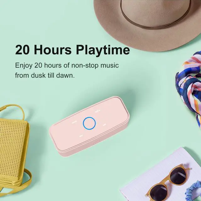Alt view image 7 of 7 - DOSS SoundBox Touch Wireless Bluetooth Speaker-12W HD Sound with Rich Bass, IPX5 Waterproof, 20H Playtime, Handsfree, for Gatherings, Home, Office, Outdoor, Travel-Light Pink