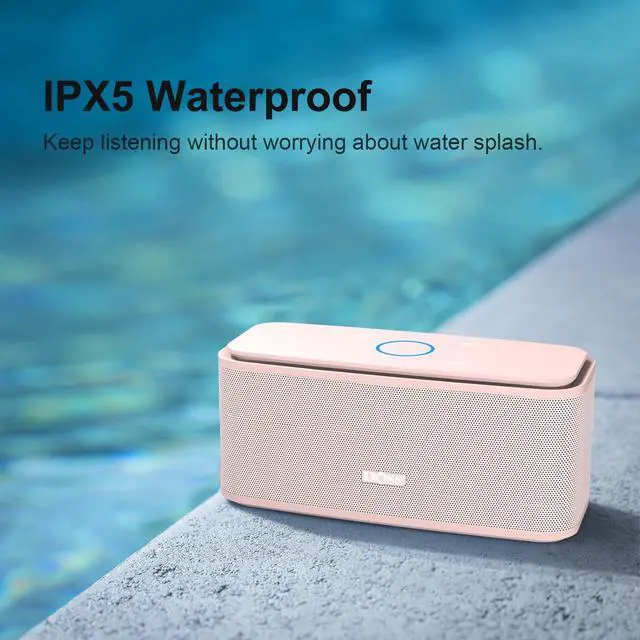 Alt view image 4 of 7 - DOSS SoundBox Touch Wireless Bluetooth Speaker-12W HD Sound with Rich Bass, IPX5 Waterproof, 20H Playtime, Handsfree, for Gatherings, Home, Office, Outdoor, Travel-Light Pink