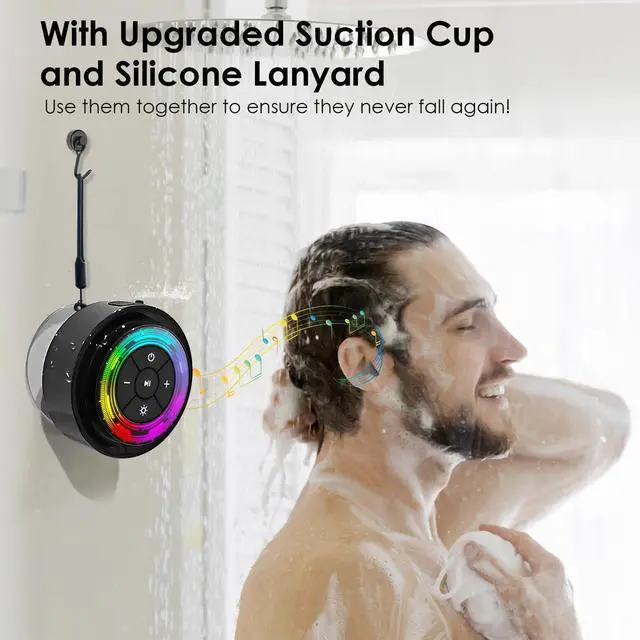 Alt view image 5 of 7 - SoundAngel Mate(2 Gen) Bluetooth Shower Speaker, Certified IPX7 Waterproof, 8W Crystal Sound&Rich Bass, 12H Playtime, Christmas Stocking Stuffers for Teens Women Men, White Elephant Gifts (Line Light)