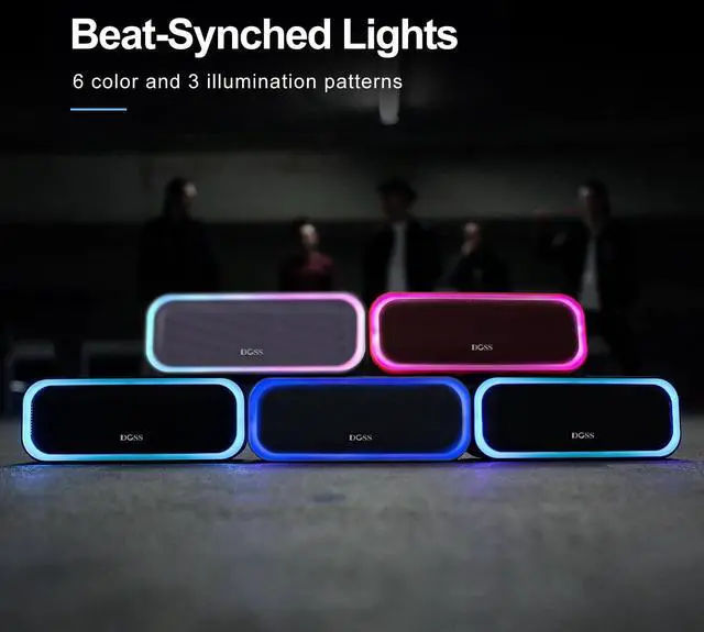 Alt view image 7 of 7 - DOSS SoundBox Pro Bluetooth Speaker, 20W Stereo Sound, Active Extra Bass, 20H Playtime, Multi-Color Lights, IPX6 for Home, Outdoor, Party, Christmas and White Elephant Gift for Men, Women, Teen-Purple