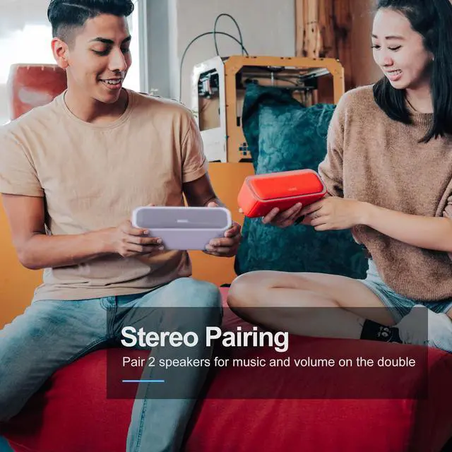 Alt view image 6 of 7 - DOSS SoundBox Pro Bluetooth Speaker, 20W Stereo Sound, Active Extra Bass, 20H Playtime, Multi-Color Lights, IPX6 for Home, Outdoor, Party, Christmas and White Elephant Gift for Men, Women, Teen-Purple