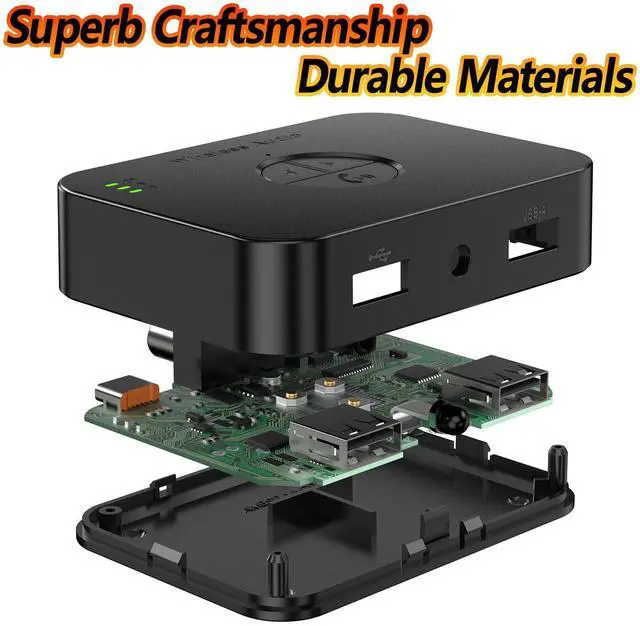 Alt view image 2 of 7 - TVVBSBS Bluetooth 6.0 Receiver for Home Stereo, Bluetooth Audio Adapter for HiFi Music Streaming, Wired Speakers, USB Flash, with AUX 3.5mm/RCA, Dual Link, 32 ftLong Range, Low Latency and HD Audio